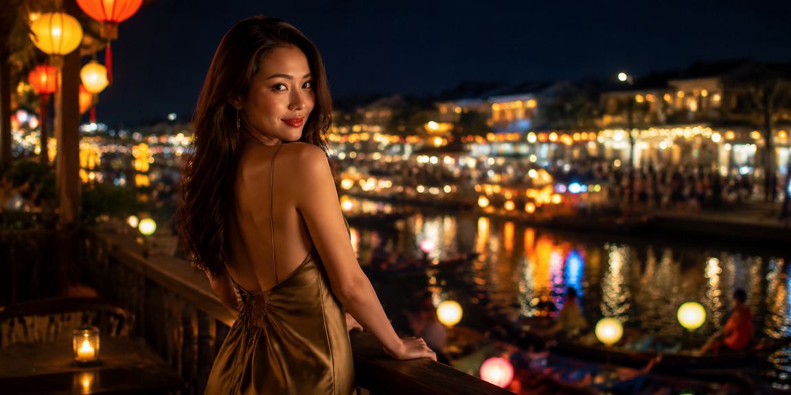 Khung cảnh người chơi giải trí casino di động tại chợ đêm Hội An